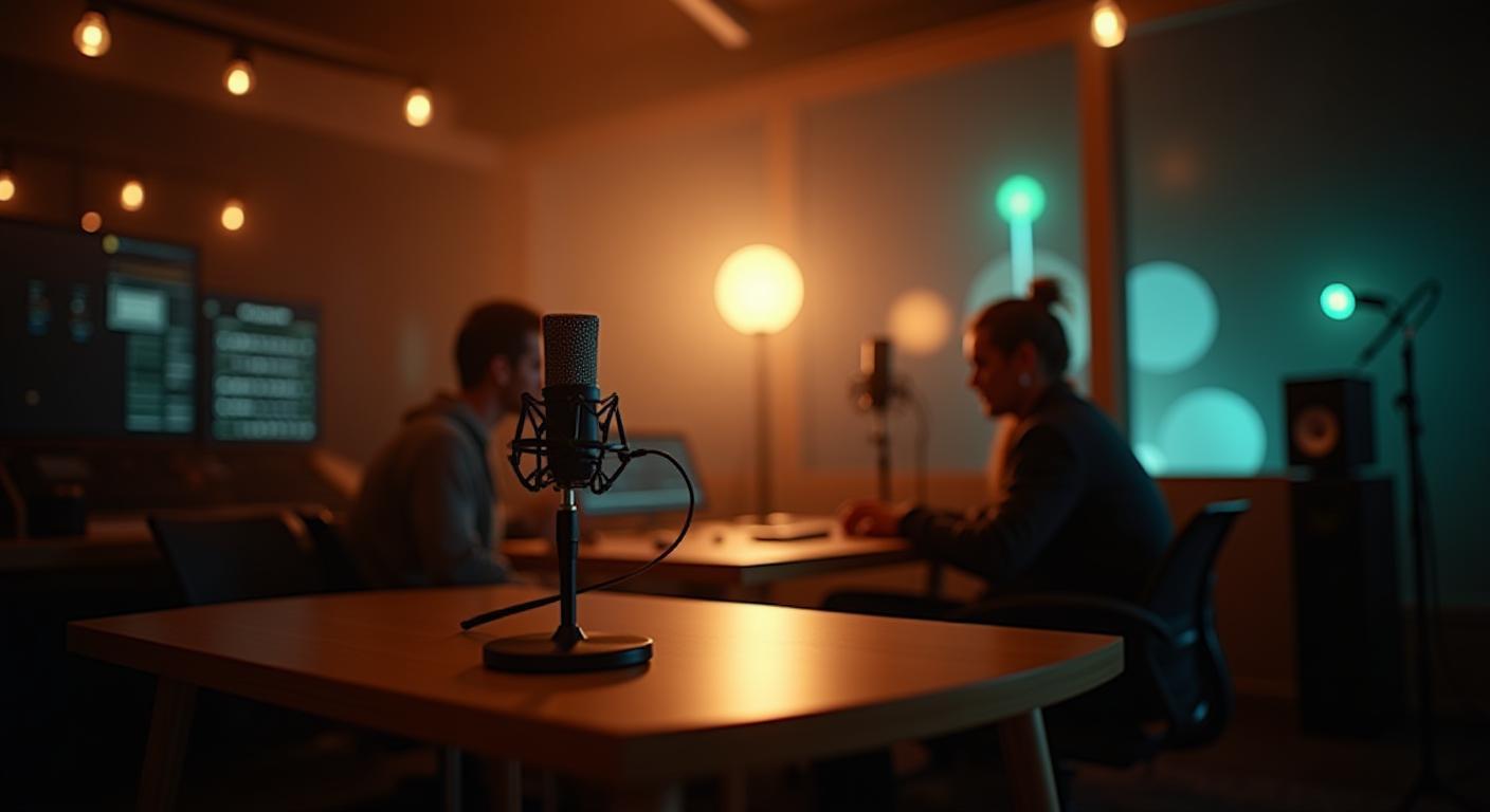 Ambiente criativo de estúdio ÁudioVoz